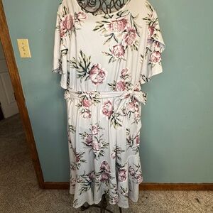 Floral Sky Blue Midi Dress 2x